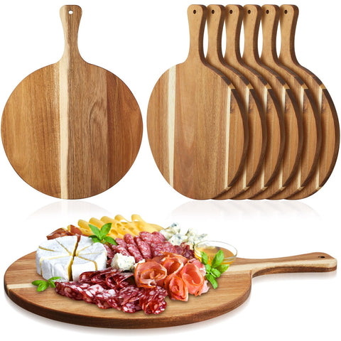 Sliner tabla redonda de acacia 12 pulgadas, juego de 6 para cortar carnes
