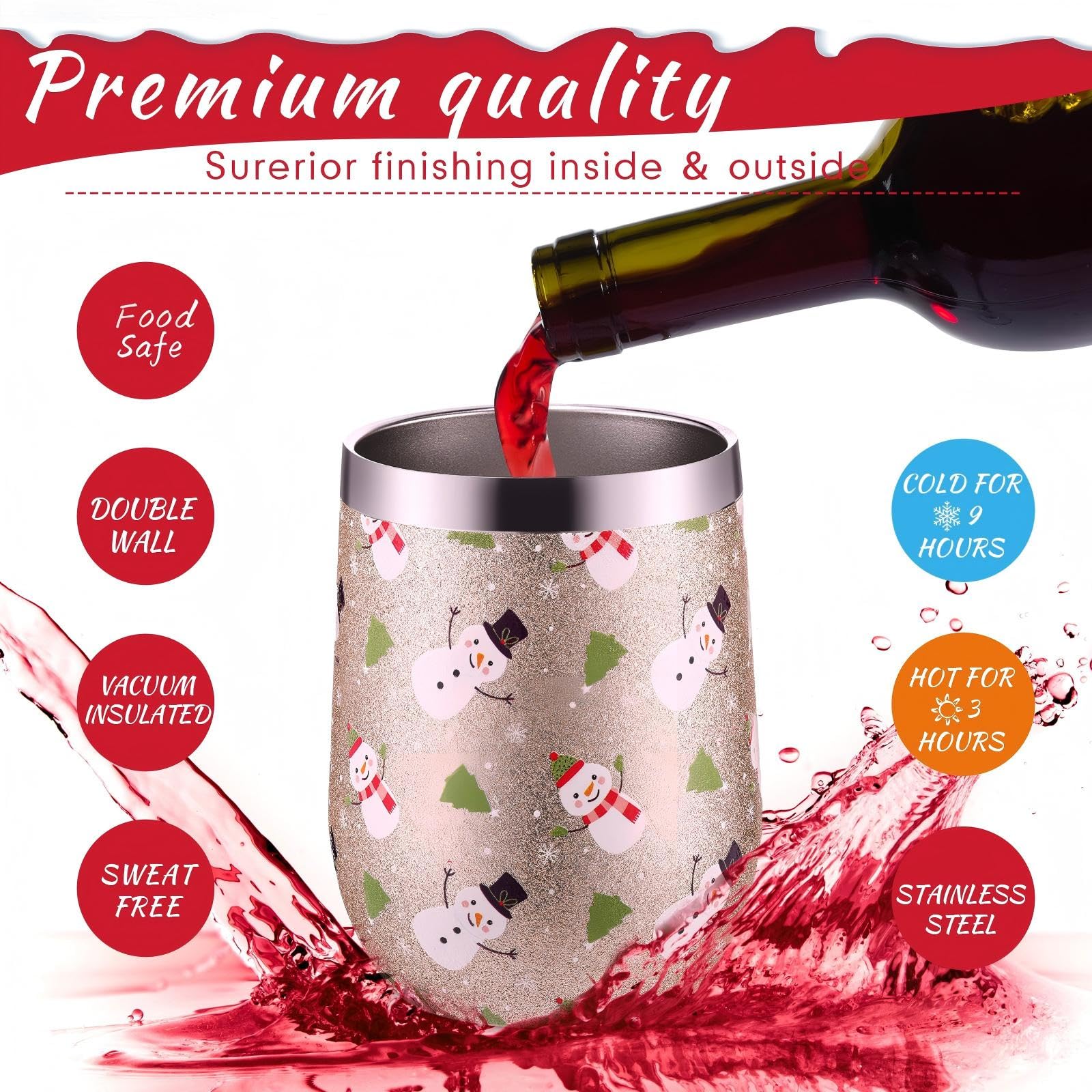 Sliner vaso navidad brillantes para bebidas calientes durante las fiestas