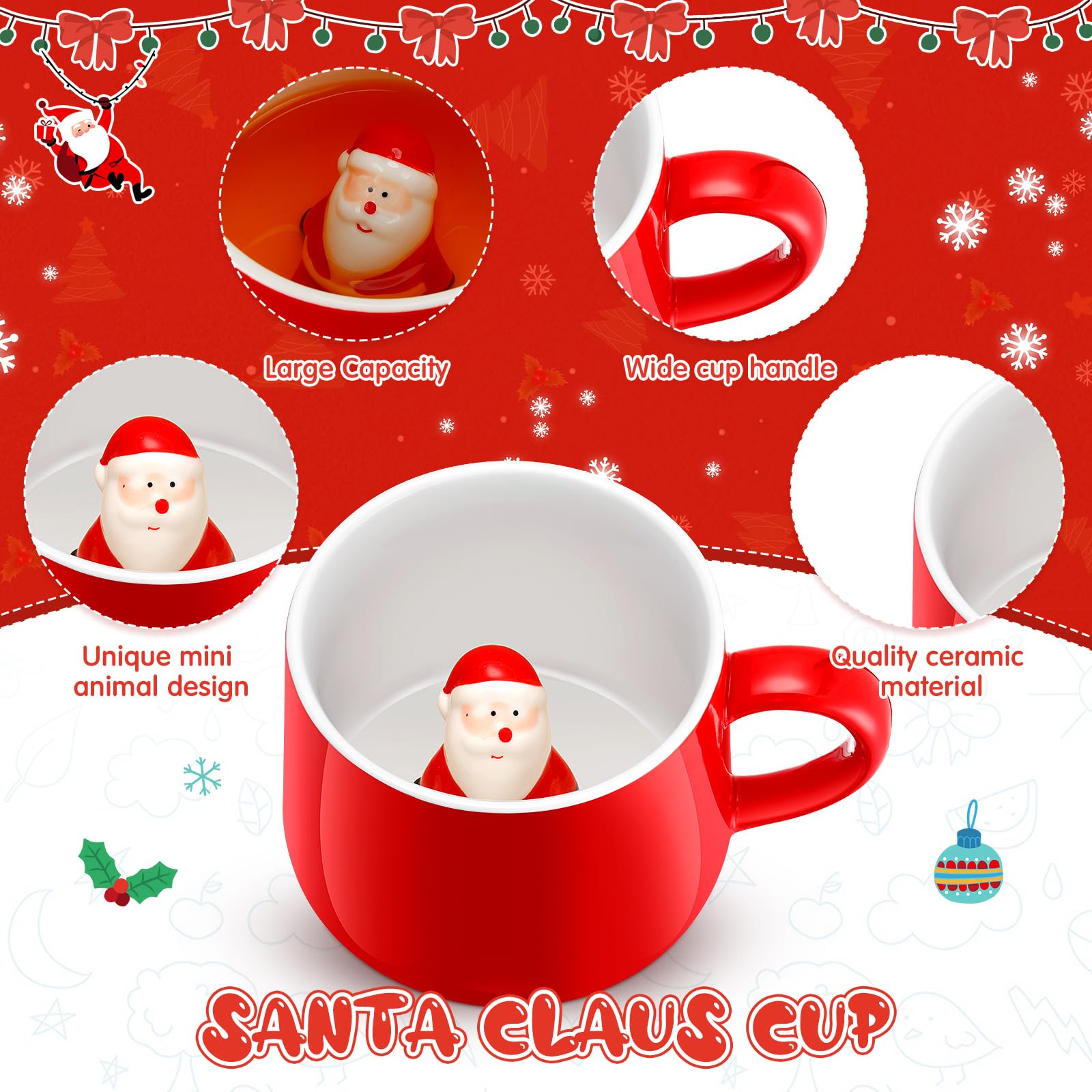 Taza Sliner 13-5oz con figura animal 3D, perfecta para chocolate caliente