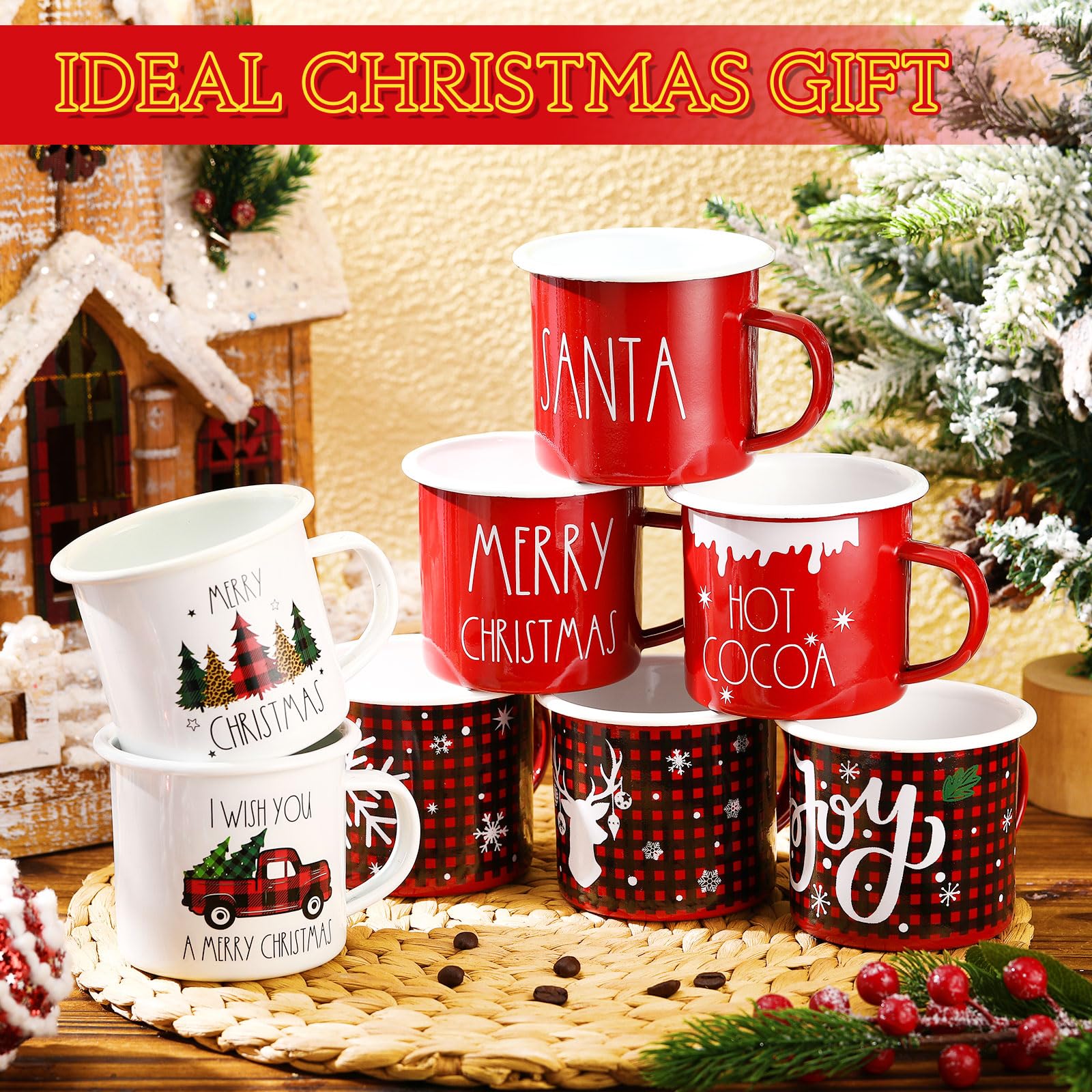 Taza esmaltada Sliner Árbol de Navidad, aporta color a la mesa.