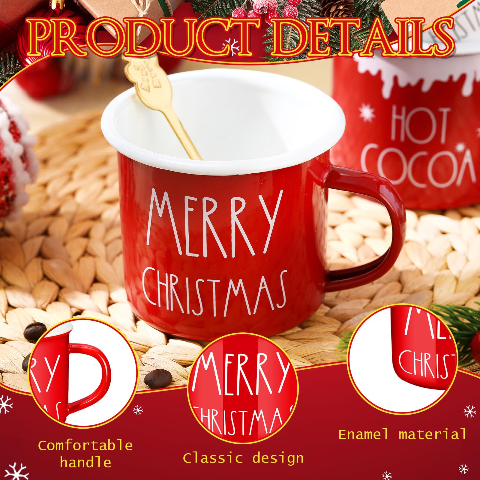 Taza esmaltada Sliner Muñeco de nieve, duradera para fiestas.