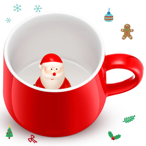 Taza Sliner Navidad 3D con animal adentro, ideal para café caliente