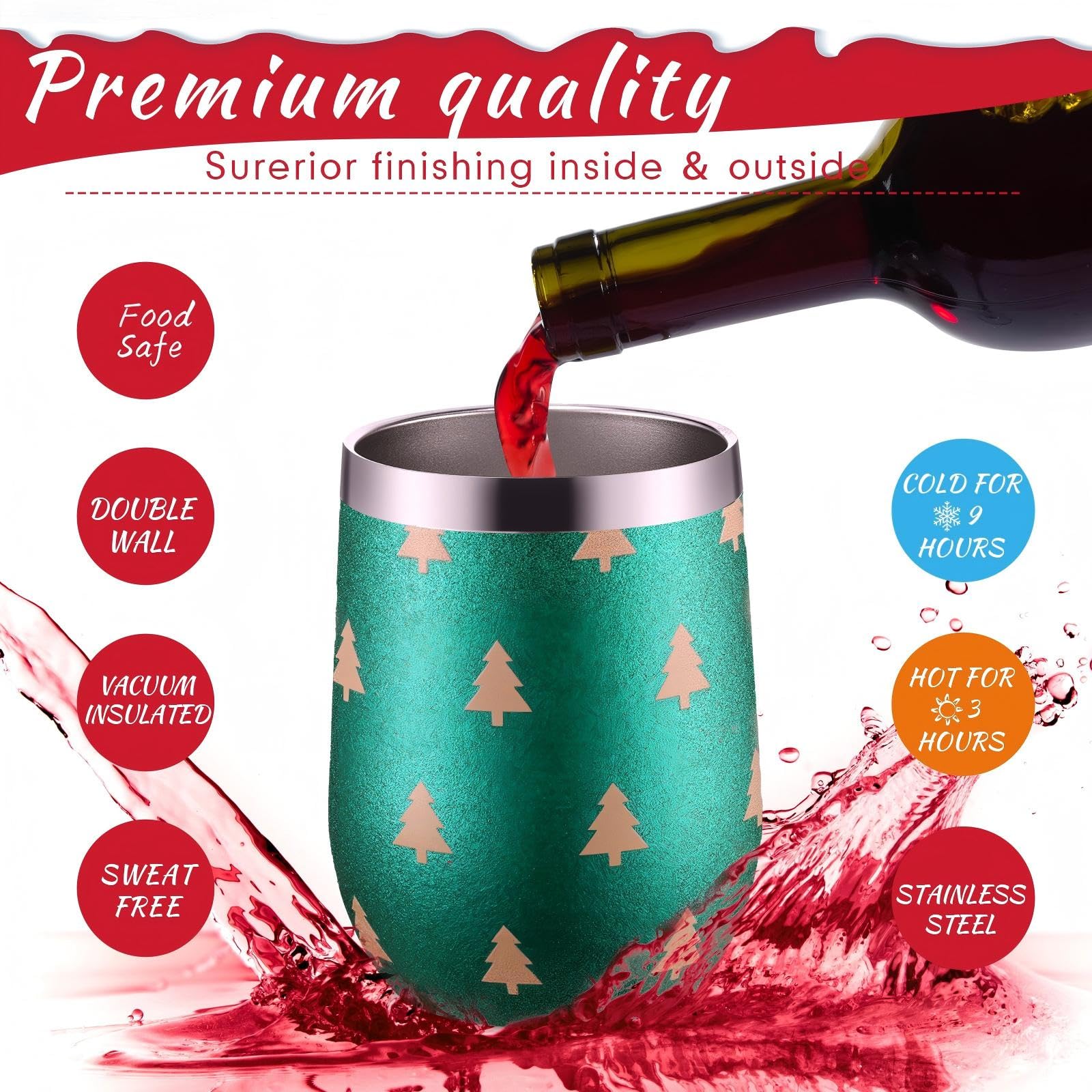 Taza Sliner Navidad con aislamiento de doble pared para mantener temperatura.