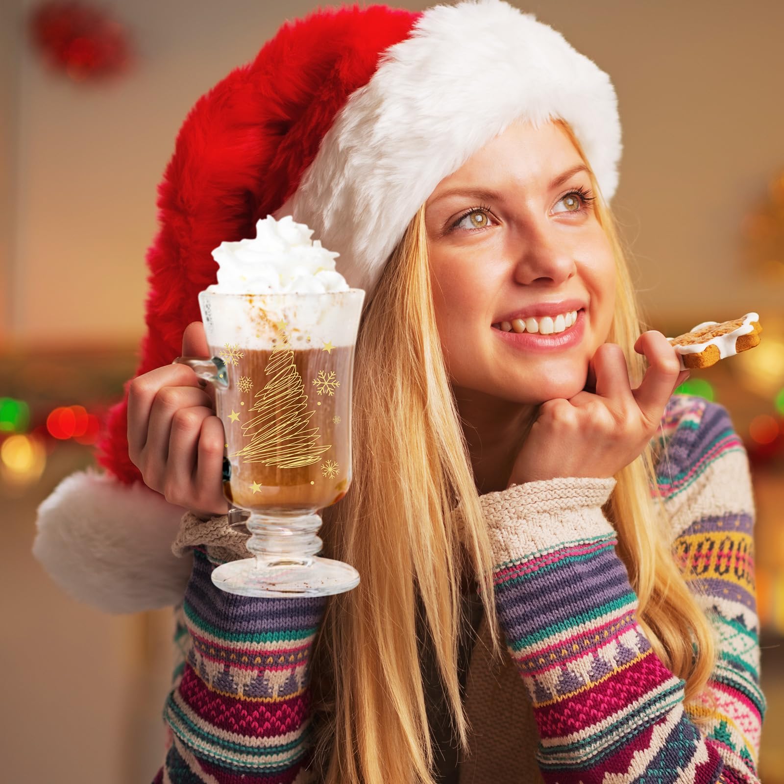 Vaso irlandes Sliner con asa, diseno navideno, perfecto para reuniones festivas.