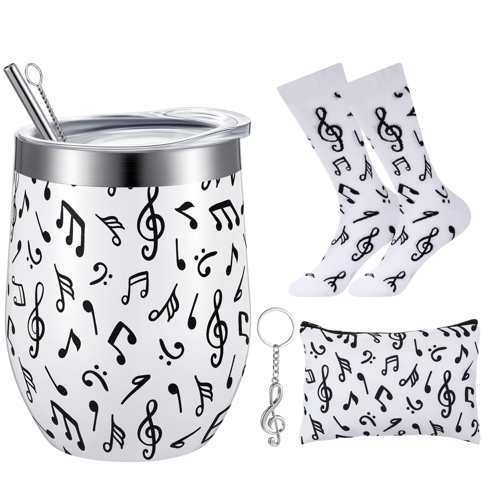Vaso de vino Sliner con notas musicales, ideal para bebidas y celebraciones.