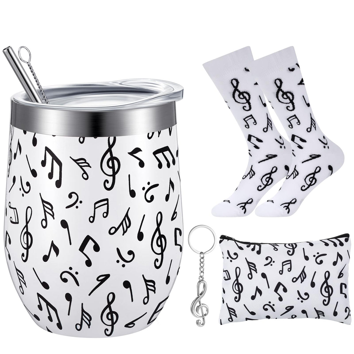 Vaso de vino Sliner con notas musicales, ideal para bebidas y celebraciones.