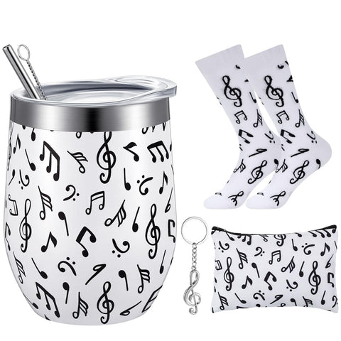 Vaso de vino Sliner con notas musicales, ideal para bebidas y celebraciones.