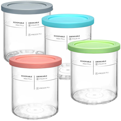 SLLFLY Creami Deluxe Pint azul 24oz para congelados y sellado seguro.