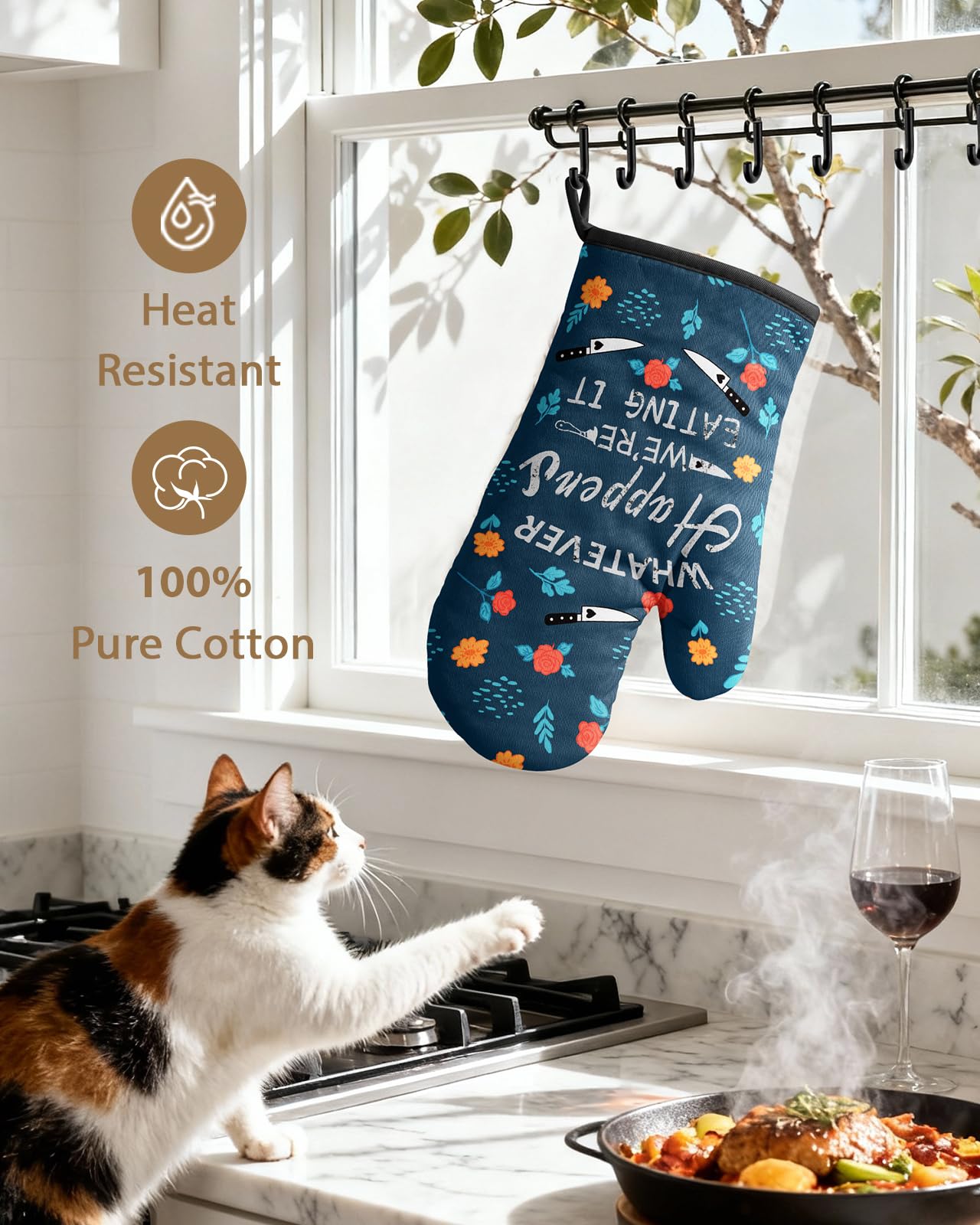 Guante Slohif con aro de colgar, almacenamiento práctico en la cocina