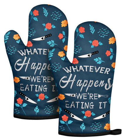 Guantes para horno Slohif azul con diseño divertido, ideal para cocinar con estilo