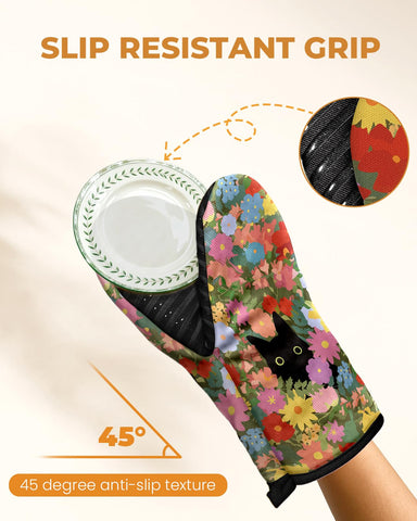 Guantes Slohif mini gato negro, fáciles de lavar y secar gracias a su tela.