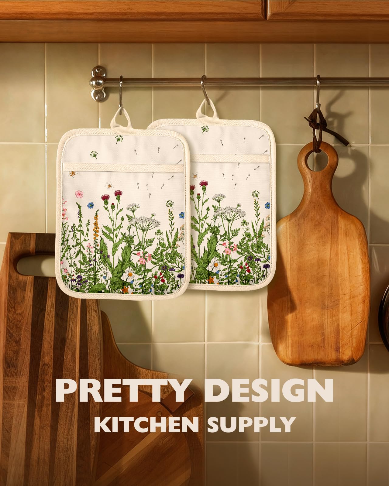 Slohif manoplas cocina colgante diseño beige, almacenamiento práctico