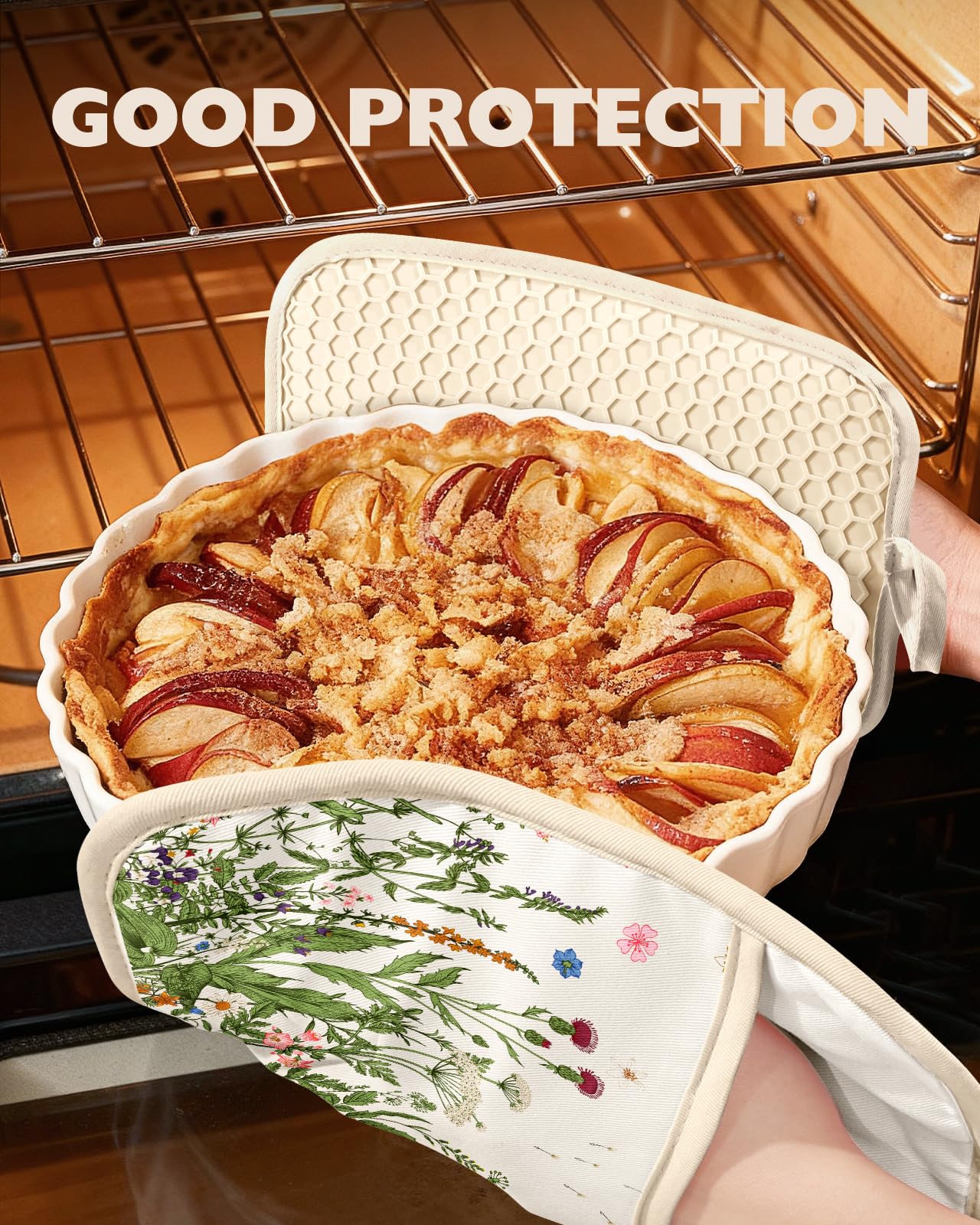 Slohif manoplas cocina doble uso beige, sirven de mitón y protector
