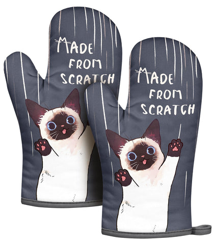 Manoplas para horno Slohif con diseño de gato, protección de calor para hornear.