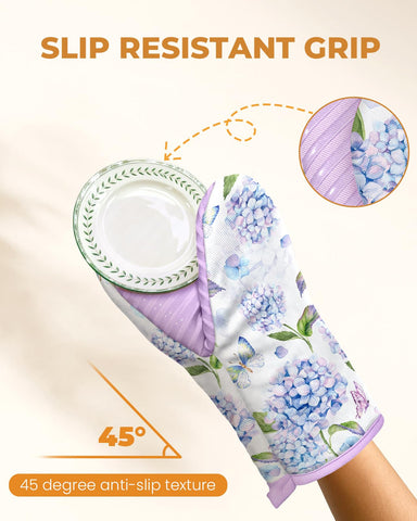 Diseño elegante de guantes Slohif con motivo morado para cocinas modernas