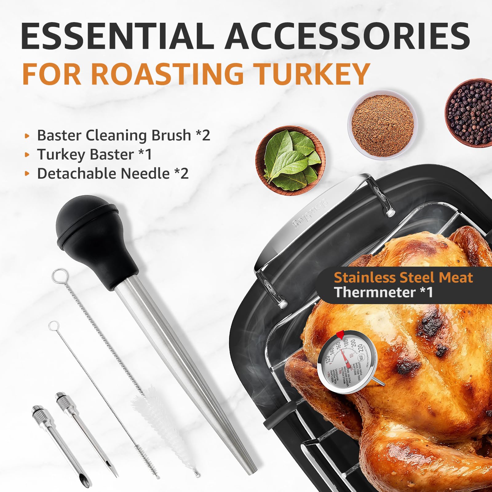 Kit de cocina Slow Slog para pavo: termómetro, baster y bolsas para salmuera.