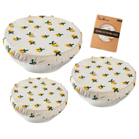 Cubiertas reutilizables Slyitokbhr con bordado margaritas beige para conservar pan y ensaladas frescas