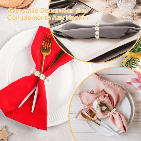 smallchuzi conjunto de 100 aros de servilleta con perlas de imitación