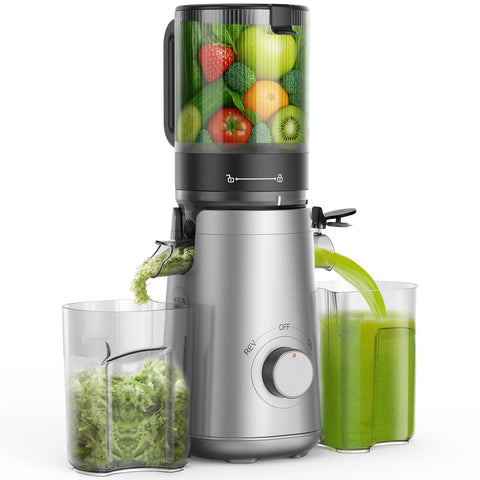 SMALLHOO Exprimidor de prensado en frío con boca ancha para añadir frutas y verduras de una sola vez.