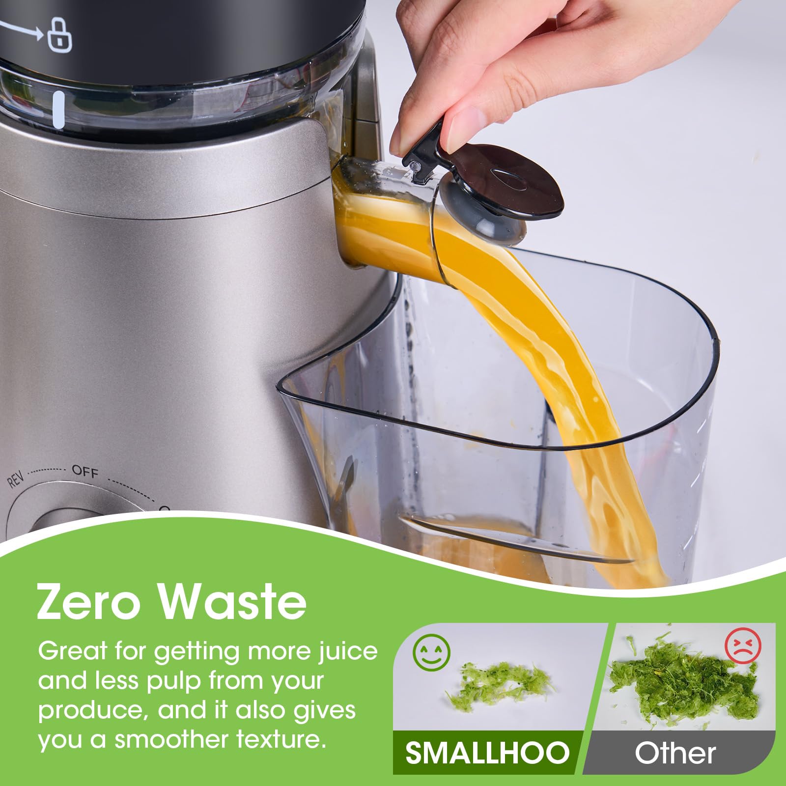 SMALLHOO Exprimidor de 300 W y prensado en frío para extraer más jugo y nutrientes.