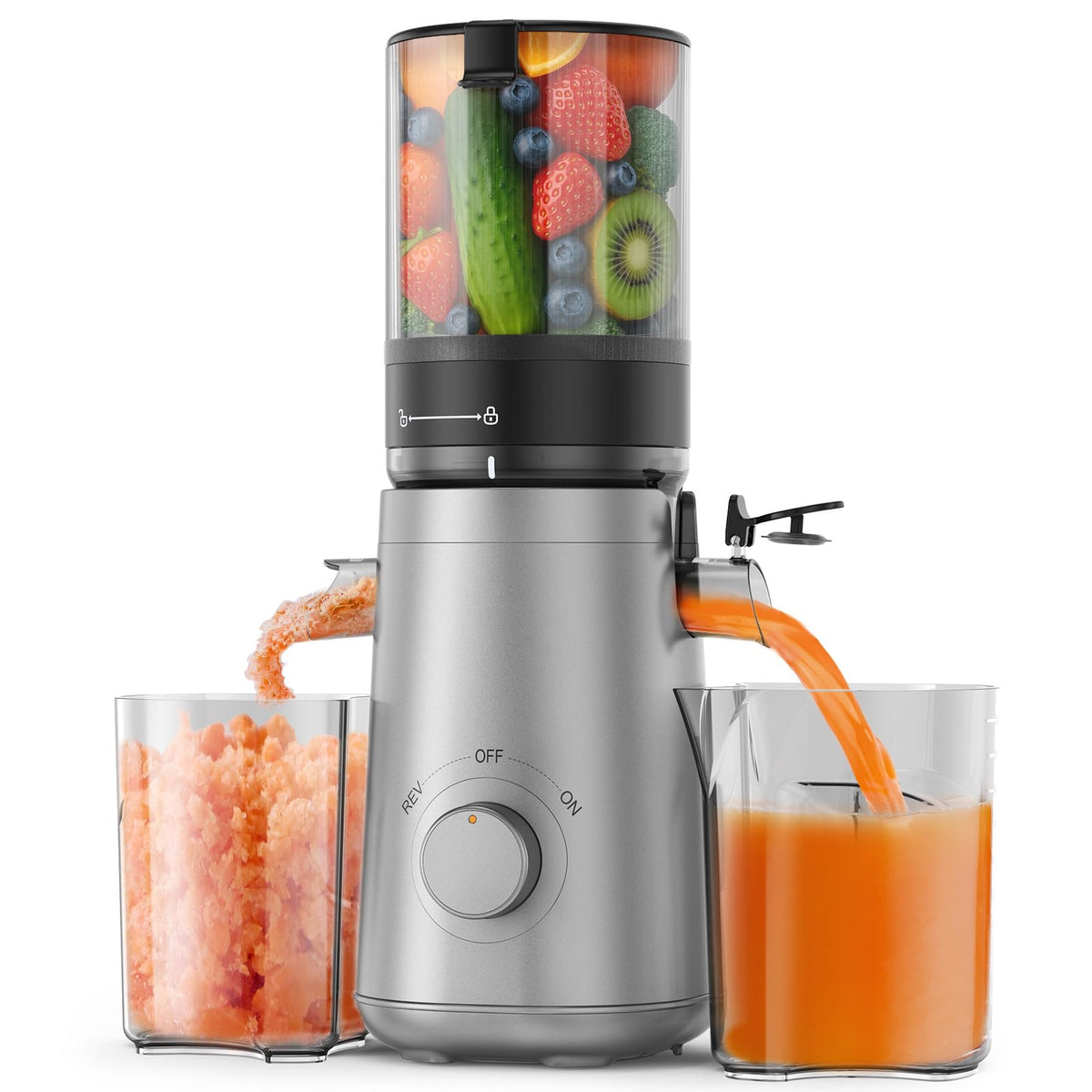 Smallhoo extractor de jugos con boca de 5,8 pulgadas para entrar frutas enteras
