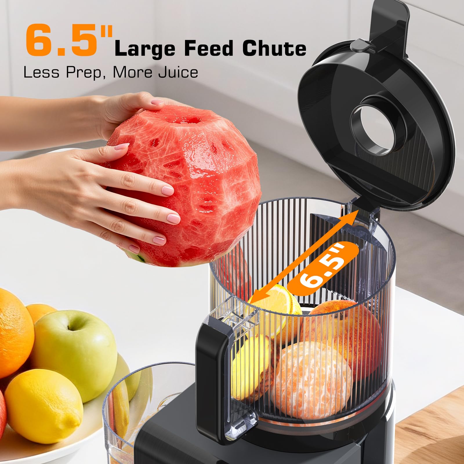 SMALLHOO boca de alimentación de 6,5 pulgadas para procesamiento rápido de frutas y verduras.