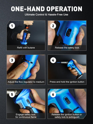 SMART JERRY Mini Torch Gun cierre de seguridad para evitar encendidos accidentales.