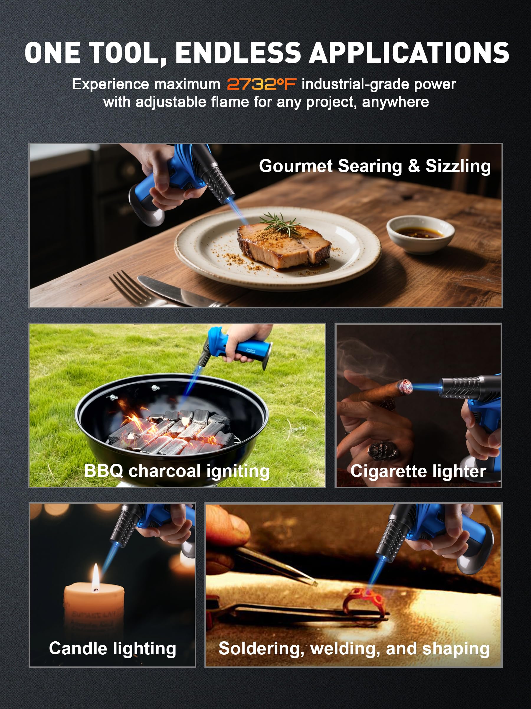 SMART JERRY Mini Torch Gun ideal para creme brulee y cocina.