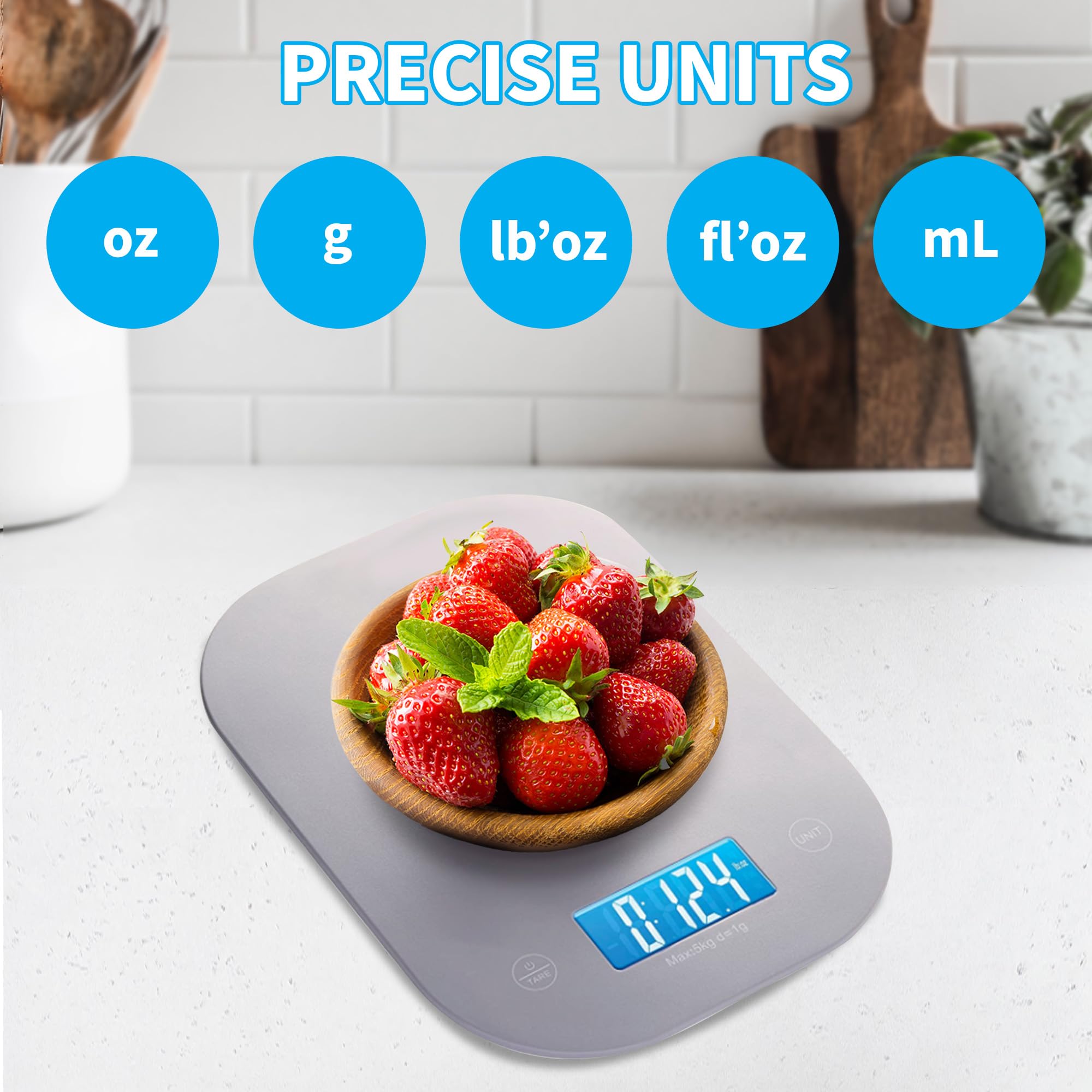 Smart Weigh con pantalla LCD iluminada facilita lectura de resultados en la cocina