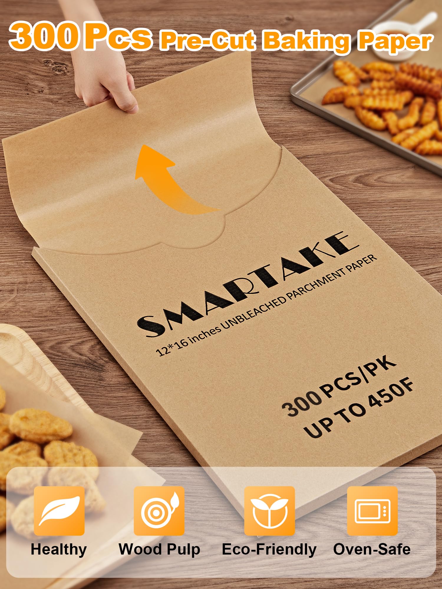 SMARTAKE papel pergamino no se pega, mantiene limpia la bandeja durante la cocción.
