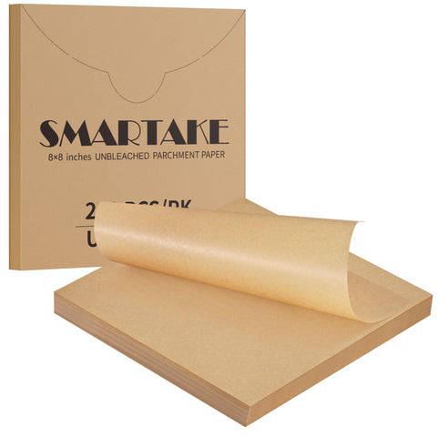 SMARTAKE pergamino antiadherente 8x8, hojas precortadas para hornear sin pegar.