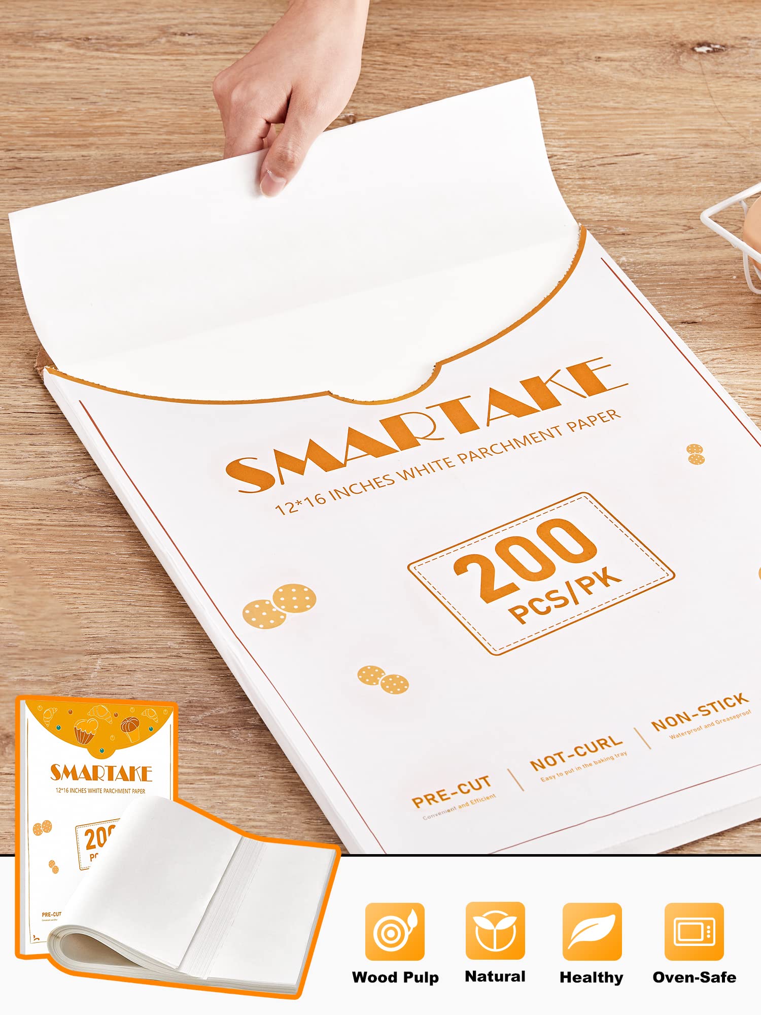 smartake pergamino resistente al calor, soporta hasta 450 F para asar y hornear