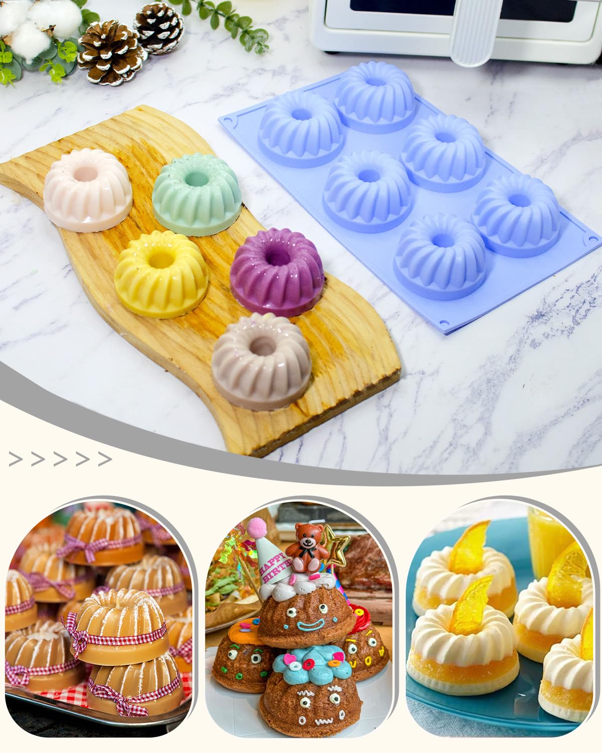 SmartKitch LGQUK moldes de 6 cavidades, aptos para horno y congelador