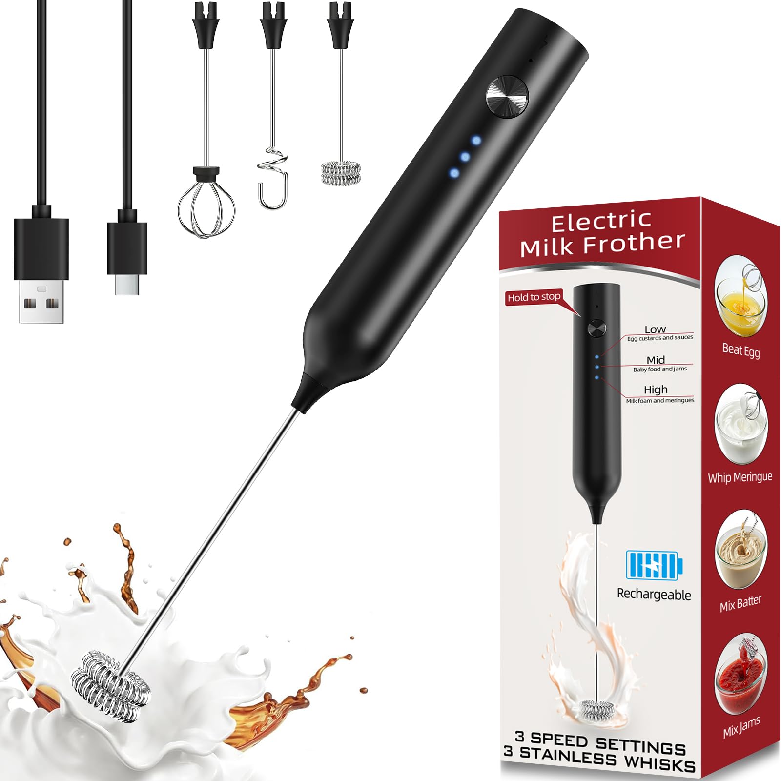 SmartTrends Batidora de Leche con tres velocidades para espumar leche de forma rápida