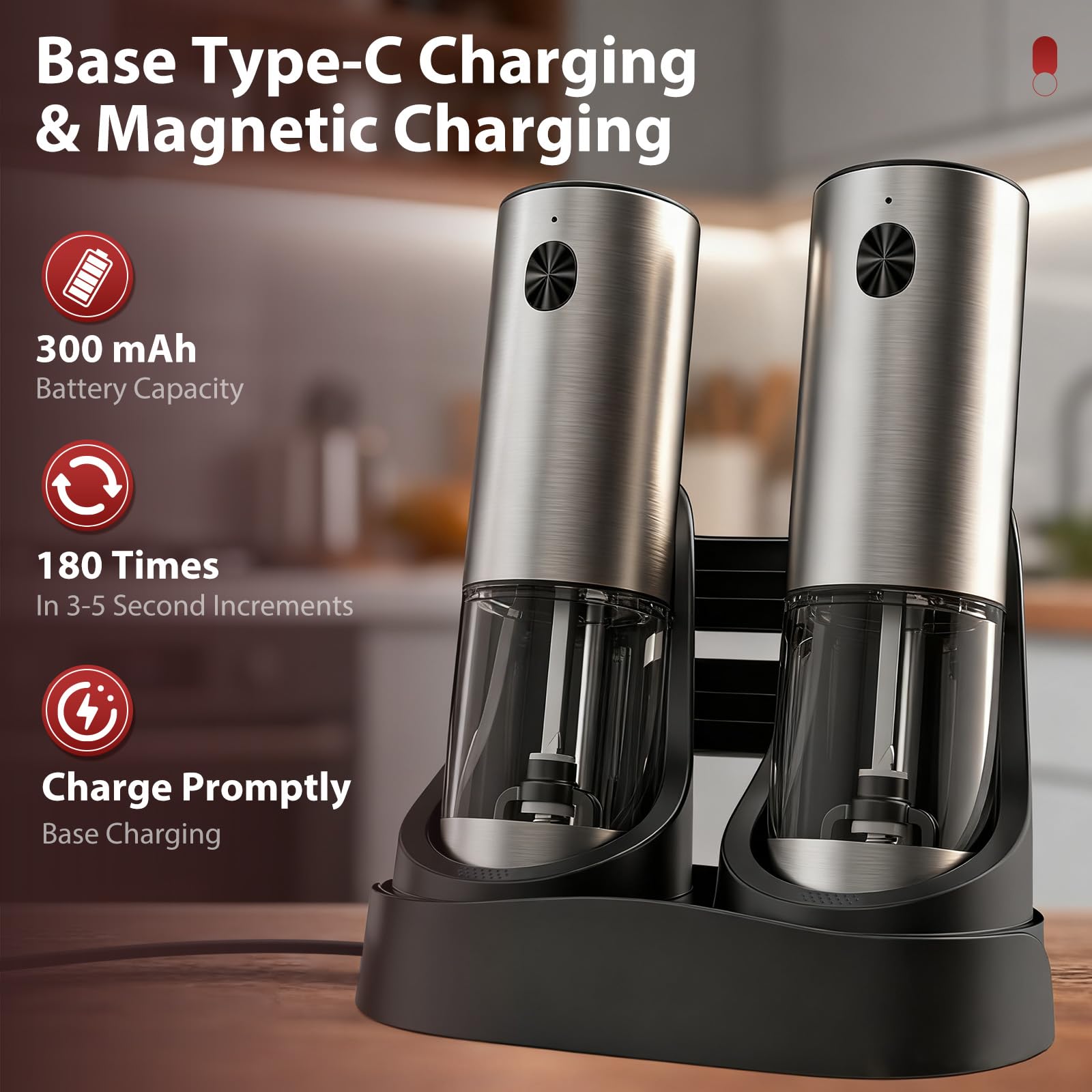 SmartTrends molinillo de acero inoxidable con piezas desmontables para limpieza rápida.