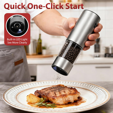 SmartTrends molinillo de sal y pimienta con capacidad de 95 ml y recipiente transparente para ver la molienda.
