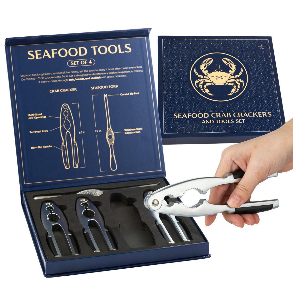 Conjunto de cuatro quebradores de cangrejo Smedley & York para abrir mariscos difíciles