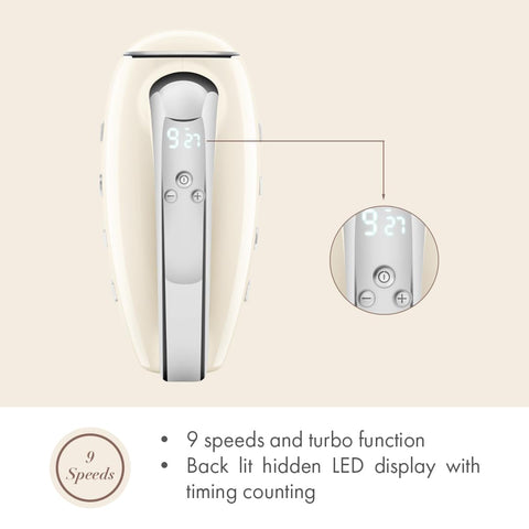 Smeg batidora de mano, mango ergonómico antideslizante para uso cómodo.