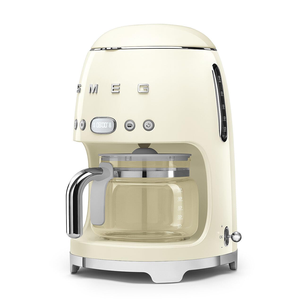 Smeg cafetera crema, opción de aroma ajustable para tu gusto.