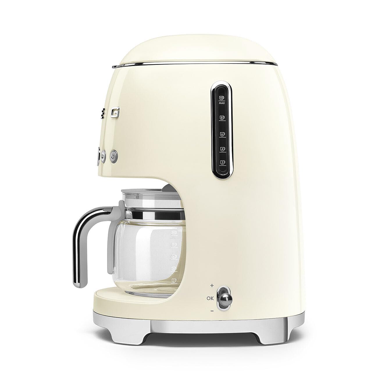 Smeg cafetera crema, función mantener caliente para disfrutar por más tiempo.