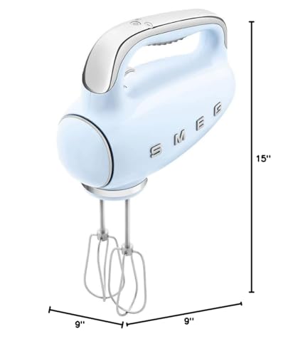 Smeg batidora de mano azul pastel con bolsa de almacenamiento para accesorios
