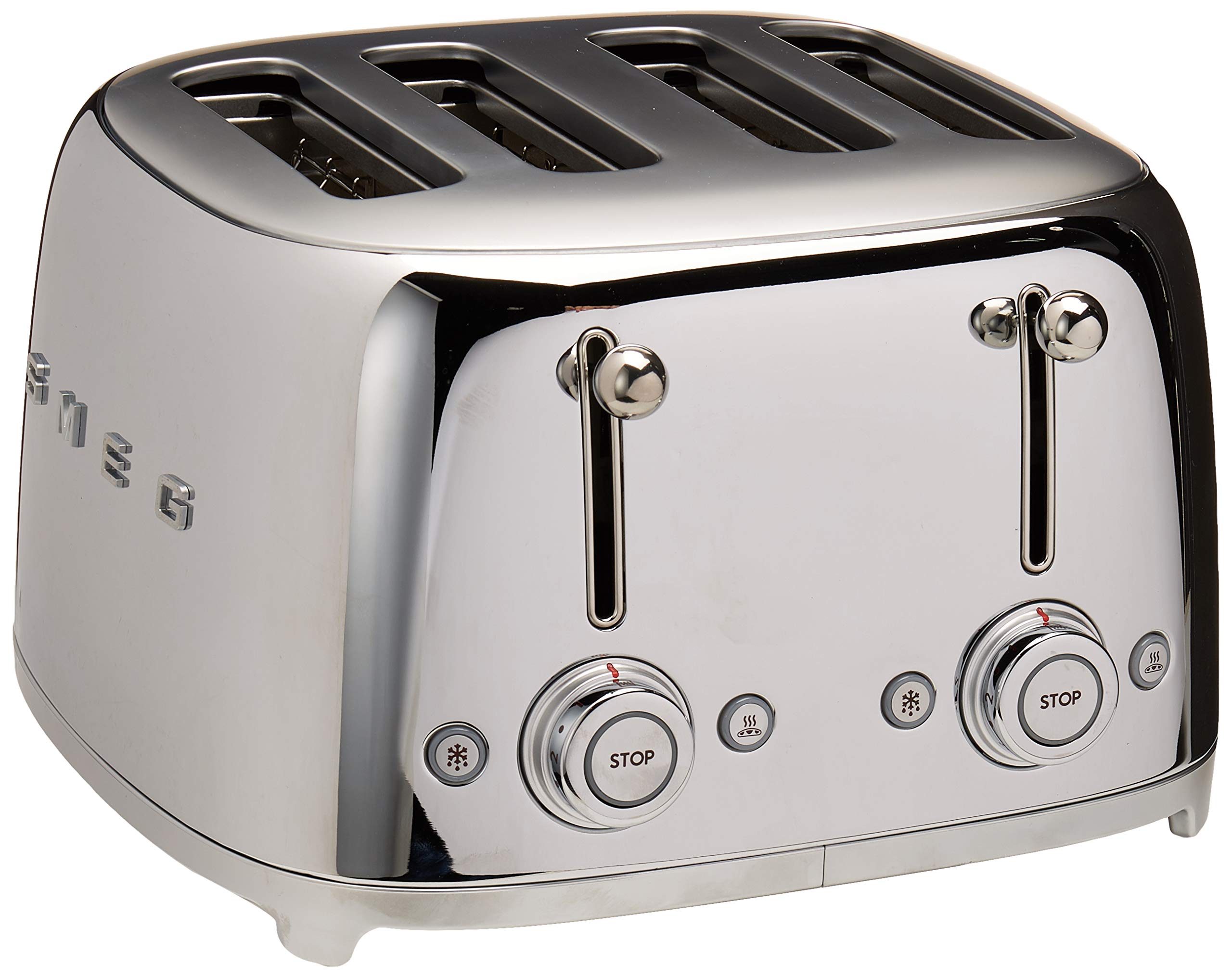 Tostadora SMEG 50s con 4 rebanadas y acabado en acero, ideal para desayunos