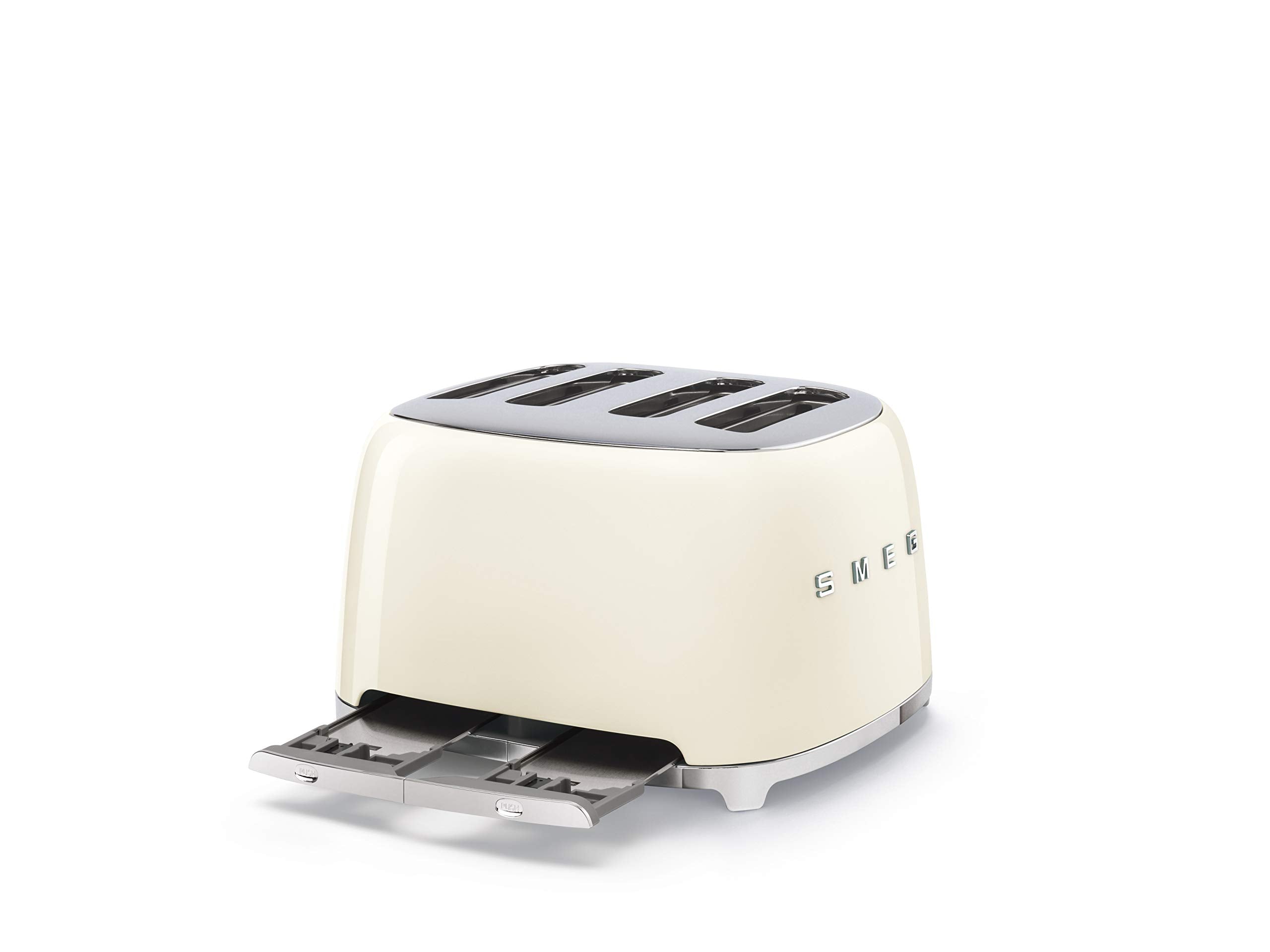 Tostadora Smeg 50s crema con bandeja de migas desmontable