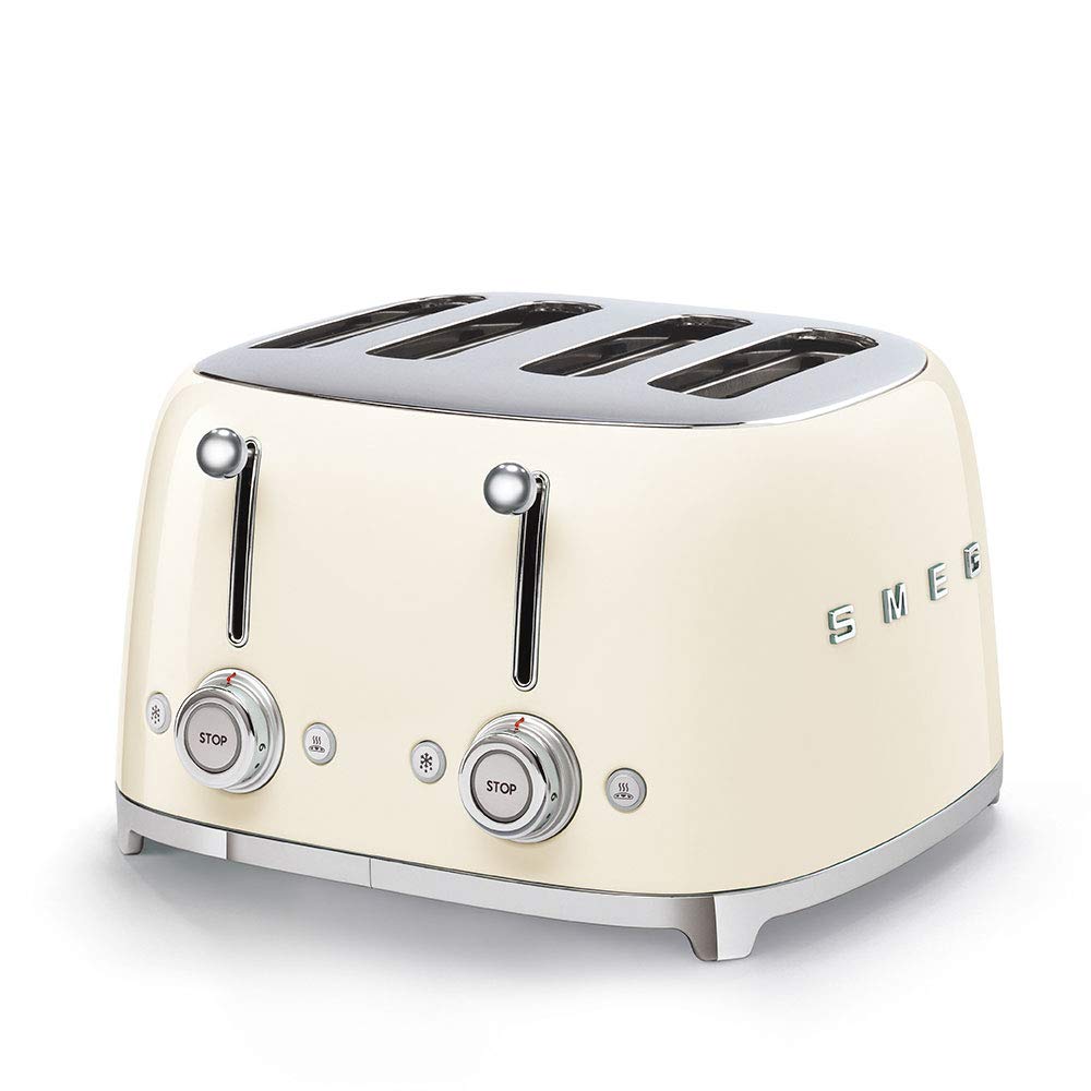 Tostadora Smeg 50s crema con 4 rebanadas para desayunos rápidos y uniformes