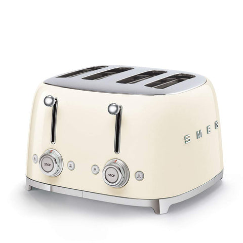 Tostadora Smeg 50s crema con 4 rebanadas para desayunos rápidos y uniformes