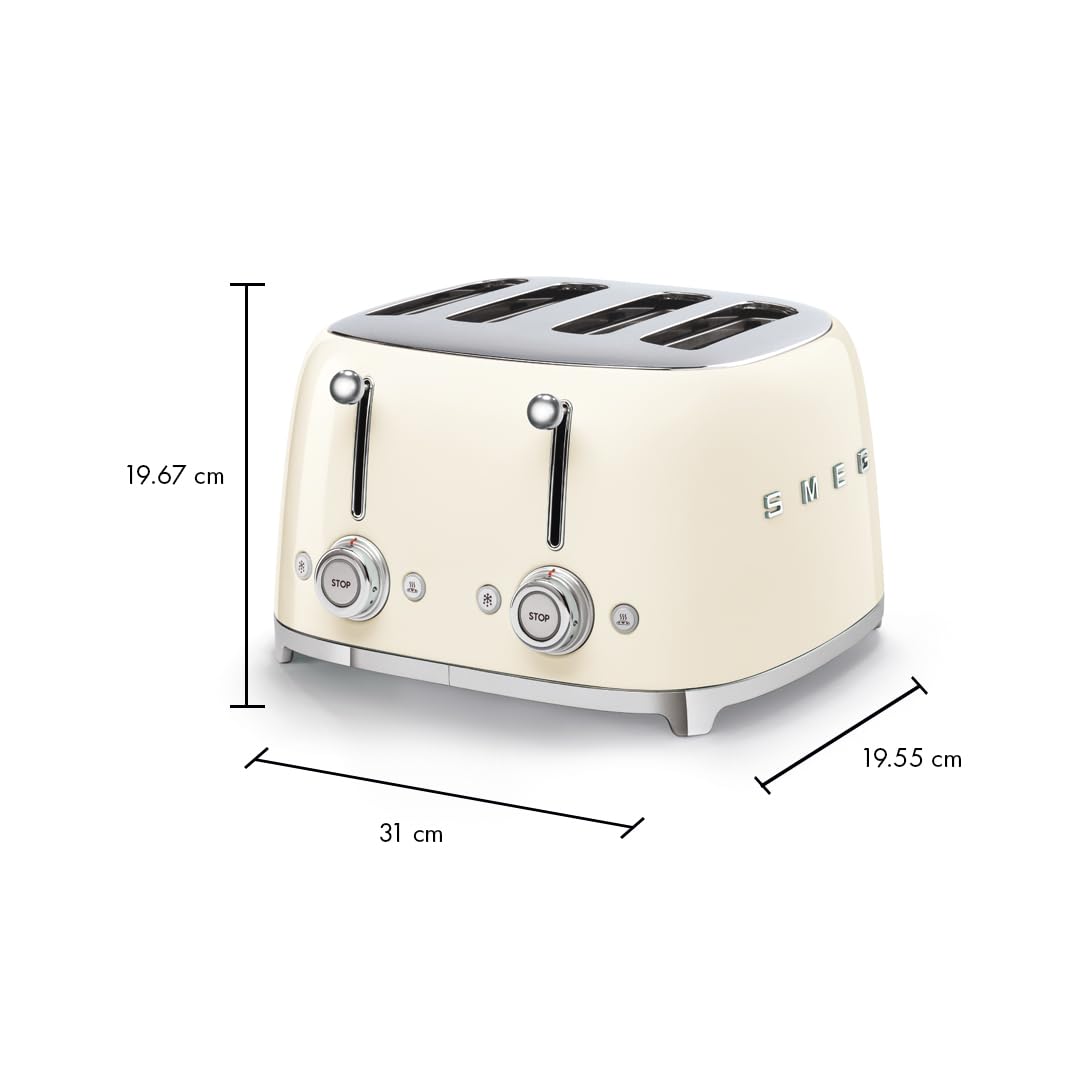 Tostadora Smeg 50s crema con ranuras extra anchas para pan grande