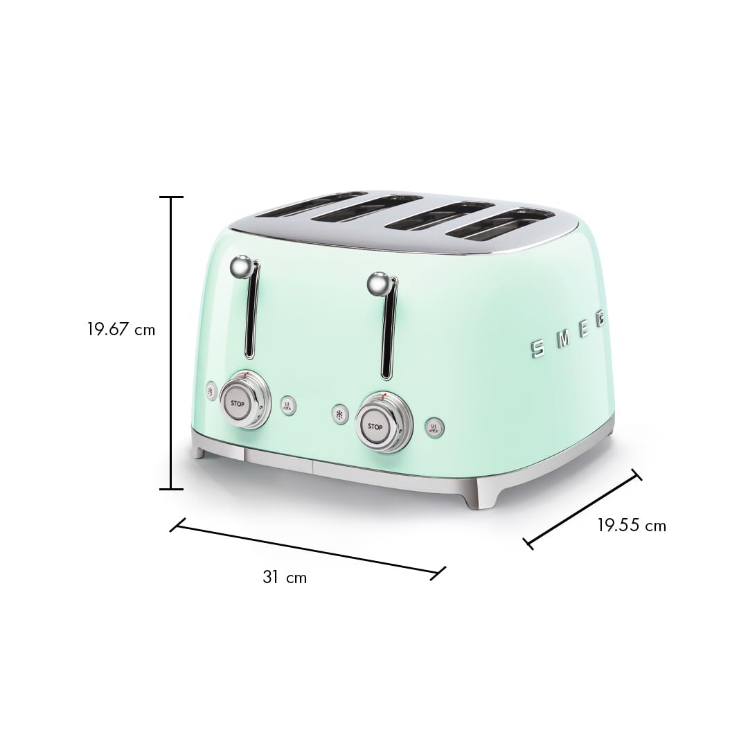 Smeg Tostadora 50s Style verde pastel panel de controles dobles para precisión