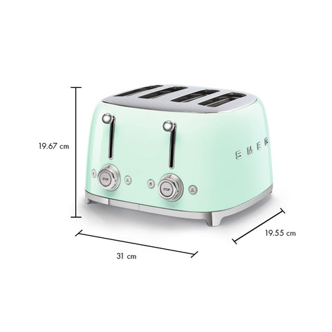 Smeg Tostadora 50s Style verde pastel panel de controles dobles para precisión