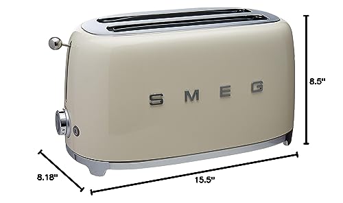 Tostadora SMEG TSF02 crema, bandeja recogemigas extraíble para limpieza.