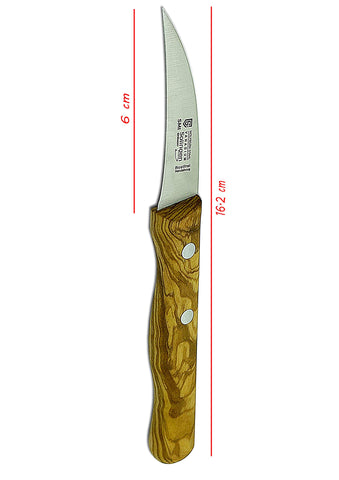 Corte preciso con hoja curva del cuchillo SMI Solingen para frutas y verduras.